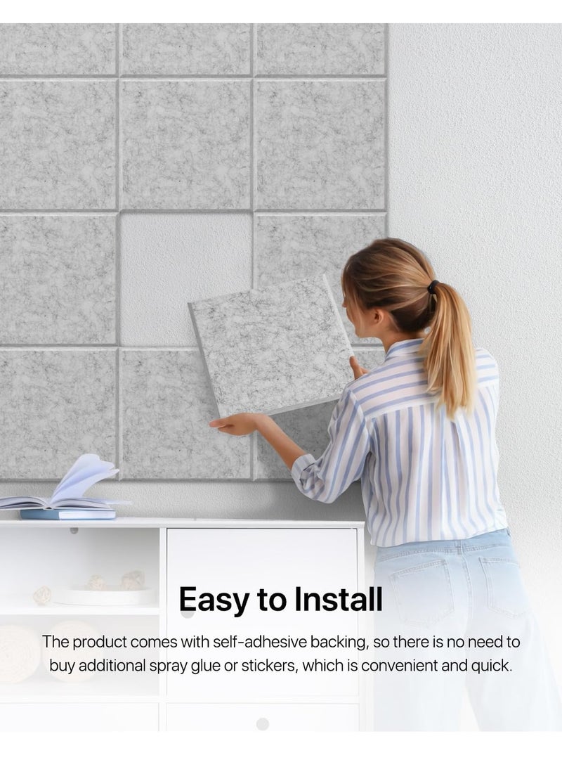 TAPIT 12PCS Acoustic Panels for Wall, Self Adhesive Wall Panels High Density Sound Absorbing Panels Sound Proof Insulation Beveled Edge Studio Treatment Tiles (Square-Grey) - Image 2