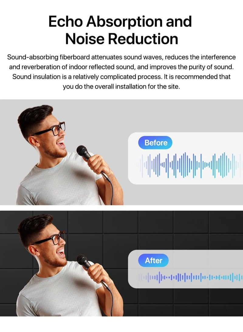 TAPIT 12PCS Acoustic Panels for Wall, Self Adhesive Wall Panels High Density Sound Absorbing Panels Sound Proof Insulation Beveled Edge Studio Treatment Tiles (Square-Grey) - Image 4