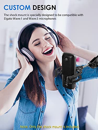 Borenbuir Wave Shock Mount, [Custom Built for Wave Mic] Anti-Vibration Suspension Shock Mount Holder Clip Compatible with Elgato Wave:1 and Wave:3 Microphones - Image 2