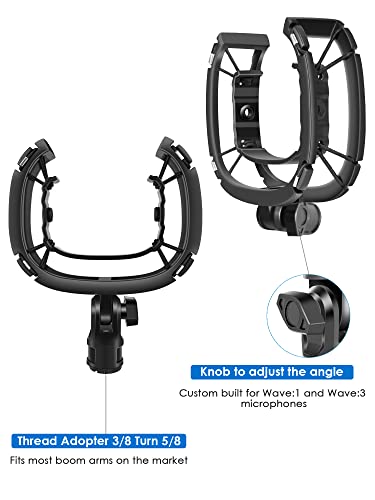 Borenbuir Wave Shock Mount, [Custom Built for Wave Mic] Anti-Vibration Suspension Shock Mount Holder Clip Compatible with Elgato Wave:1 and Wave:3 Microphones - Image 3
