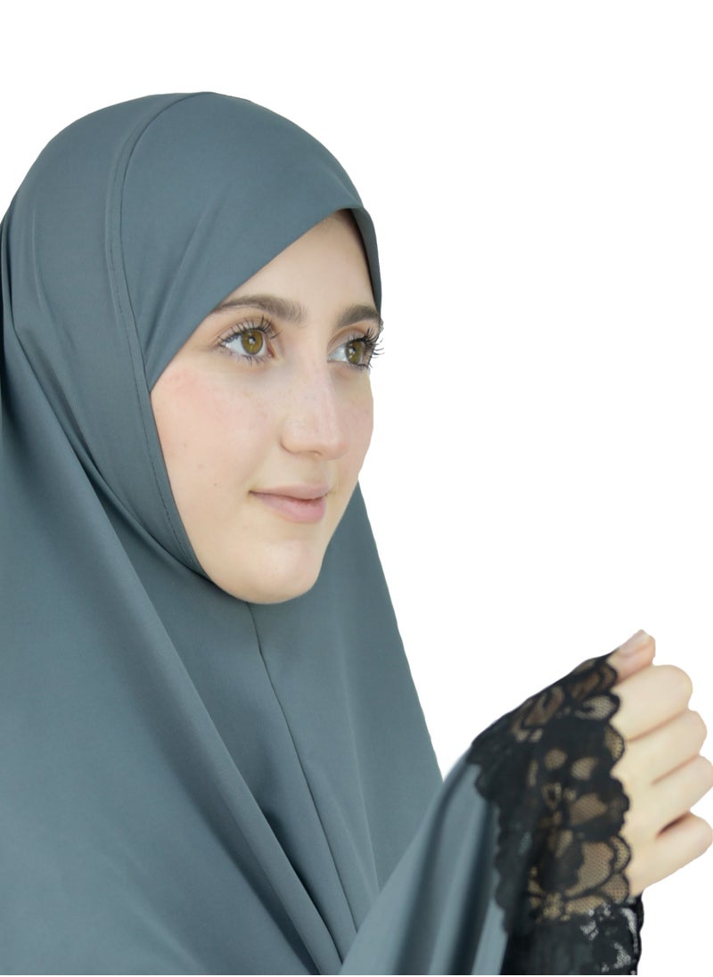 DAMAS COLLECTION - Two Piece Islamic prayer dress women with Lace ,Prayer Clothes for Muslim Women, Prayer Abaya For women, Jilbab 2 piece, Umrah essentials,Prayer Hijab and Khimar - Image 1