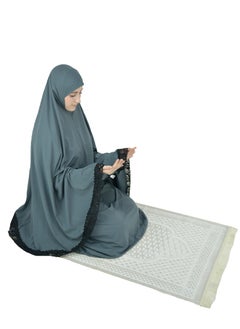 DAMAS COLLECTION Two Piece Islamic prayer dress women with Lace ,Prayer Clothes for Muslim Women, Prayer Abaya For women, Jilbab 2 piece, Umrah essentials,Prayer Hijab and Khimar  - Image 3