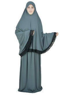 DAMAS COLLECTION Two Piece Islamic prayer dress women with Lace ,Prayer Clothes for Muslim Women, Prayer Abaya For women, Jilbab 2 piece, Umrah essentials,Prayer Hijab and Khimar  - Image 4