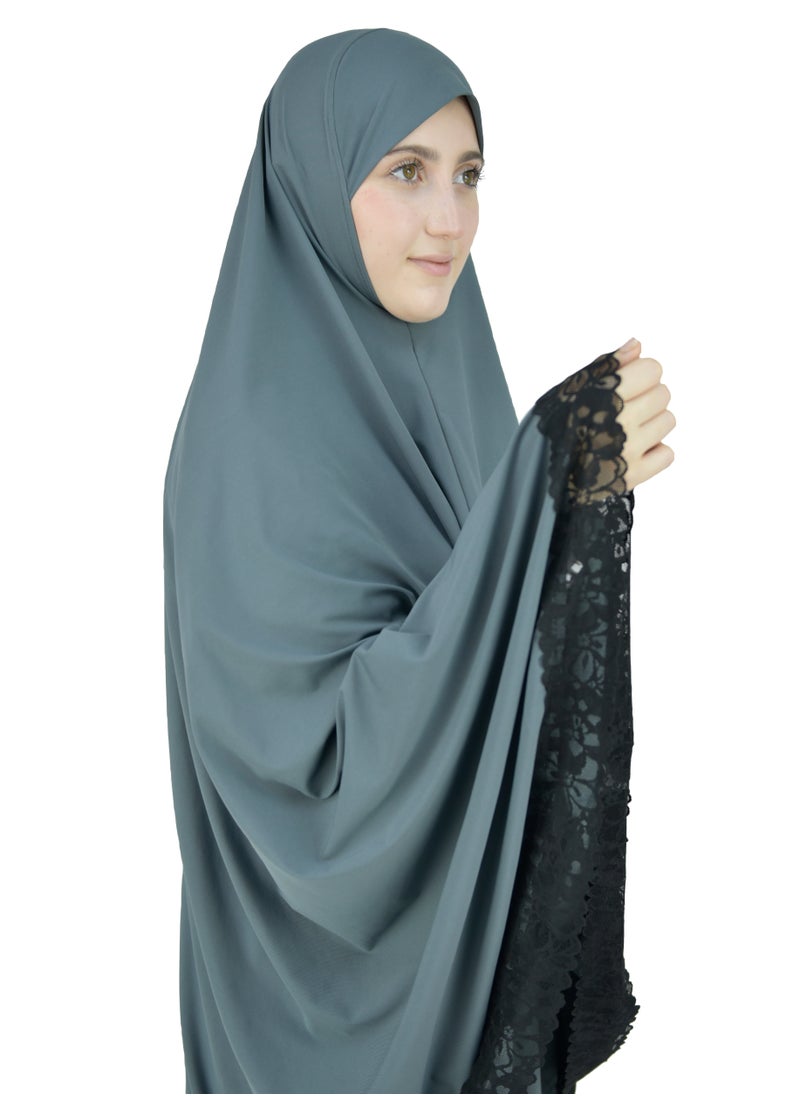 DAMAS COLLECTION - Two Piece Islamic prayer dress women with Lace ,Prayer Clothes for Muslim Women, Prayer Abaya For women, Jilbab 2 piece, Umrah essentials,Prayer Hijab and Khimar - Image 1