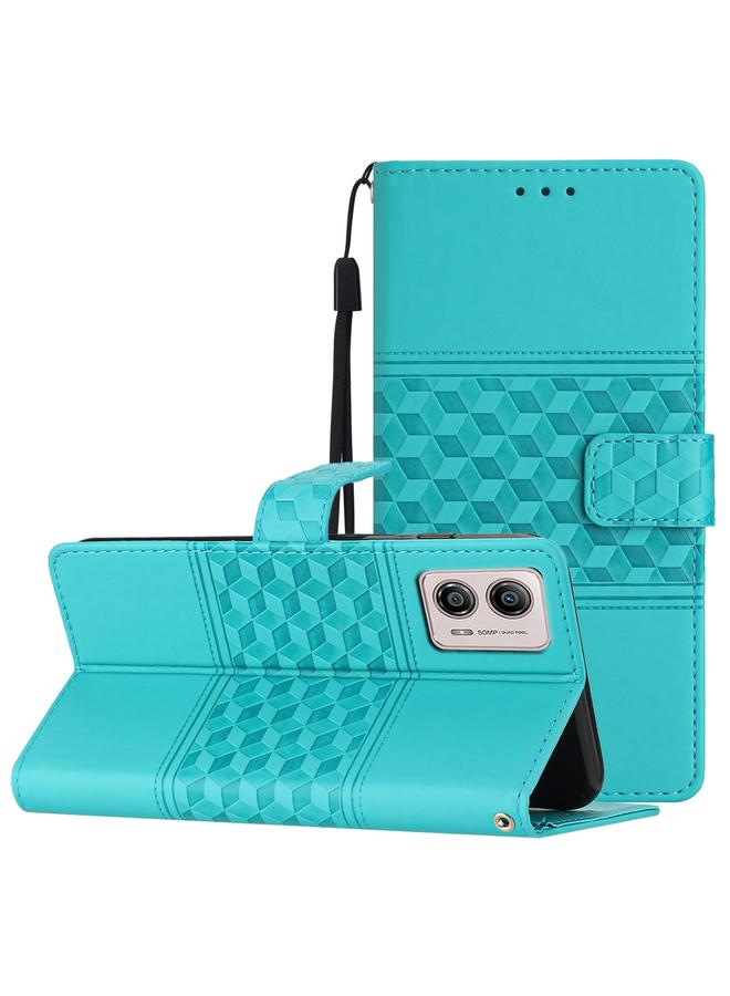 اس-توب جراب لهاتف Motorola Moto G73 مصنوع من الجلد المنقوش بالألماس مع حبل تعليق - Image 1