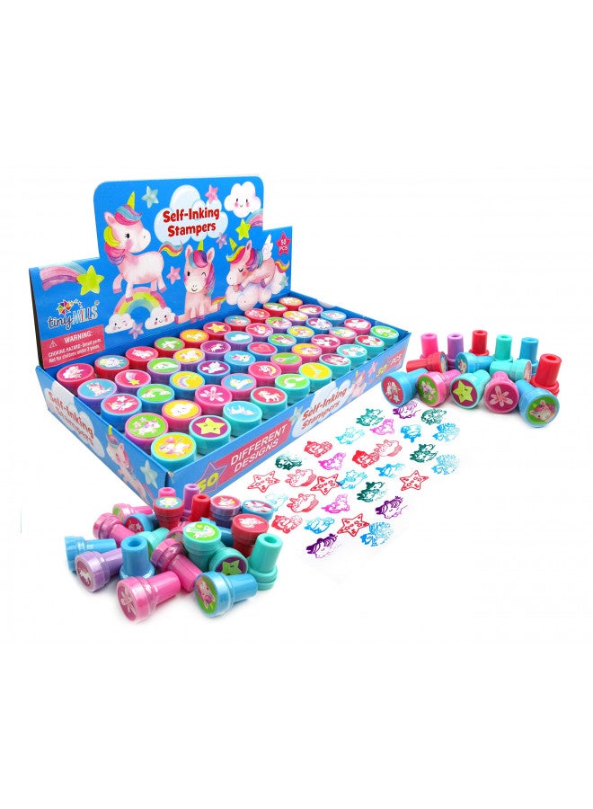 TINYMILLS 50 Pcs Unicorn Assorted Stampers for Kids Stocking Stuffer Party Favor Goodie Bag Prizes Classroom Rewards Pinata Filler Arts and Crafts for Kids Girls Birthday Party Favors - Image 1