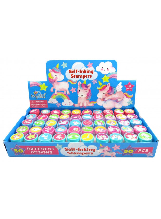 TINYMILLS 50 Pcs Unicorn Assorted Stampers for Kids Stocking Stuffer Party Favor Goodie Bag Prizes Classroom Rewards Pinata Filler Arts and Crafts for Kids Girls Birthday Party Favors - Image 2