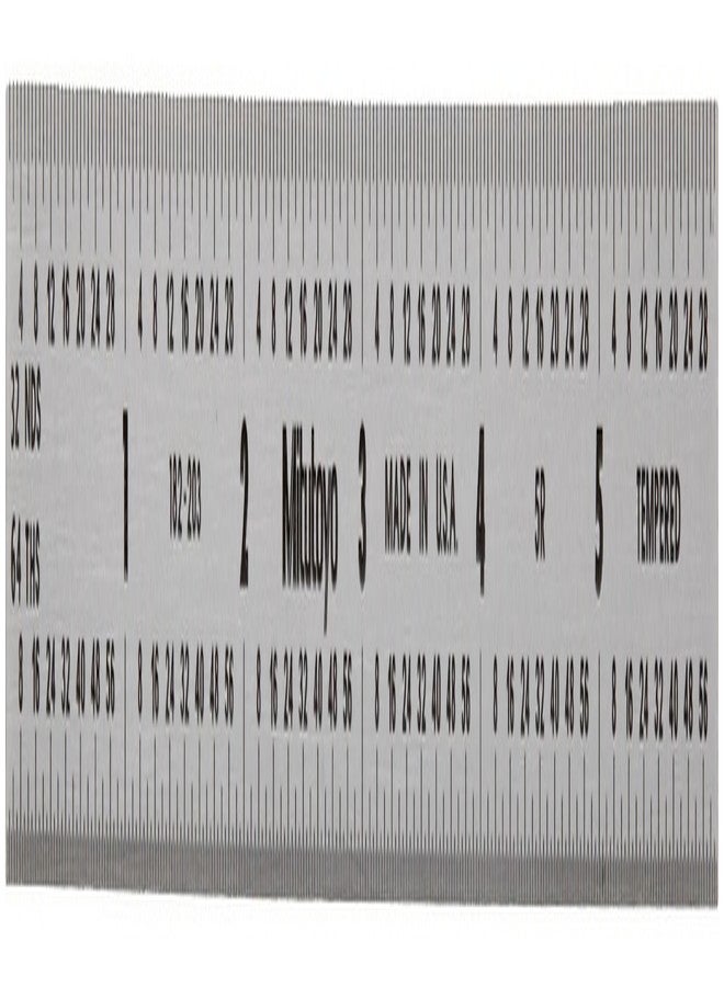 Mitutoyo 182-203, Steel Rule, 6" (5R), (1/32, 1/64, 1/10, 1/100"), 1/64" Thick X 1/2" Wide, Satin Chrome Finish Tempered Stainless Steel - Image 1