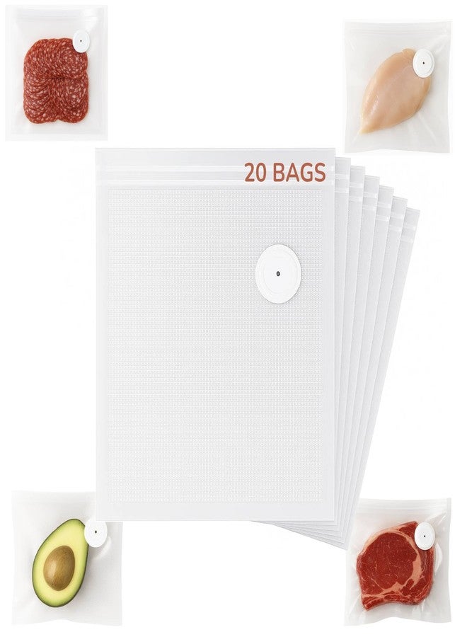 RETRIN Reusable Vacuum Sealer Bags with Upgraded Cleanable Valve - 20 Pack - Thicker Walls, Dishwasher Safe, Freezer & Microwave Safe - Food Storage Bags for Meal Prep & Sous Vide - Eco-Friendly & Reusable - Image 1