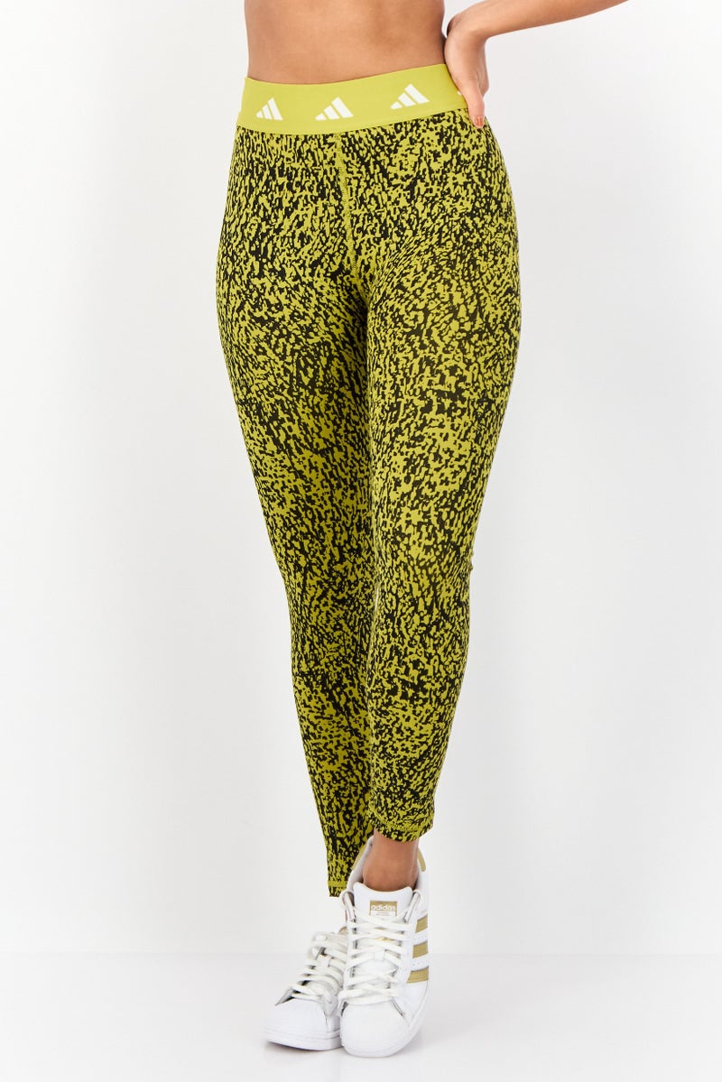 Adidas Women Tight Fit Brand Logo Training Leggings, Yellow Curry - Image 1