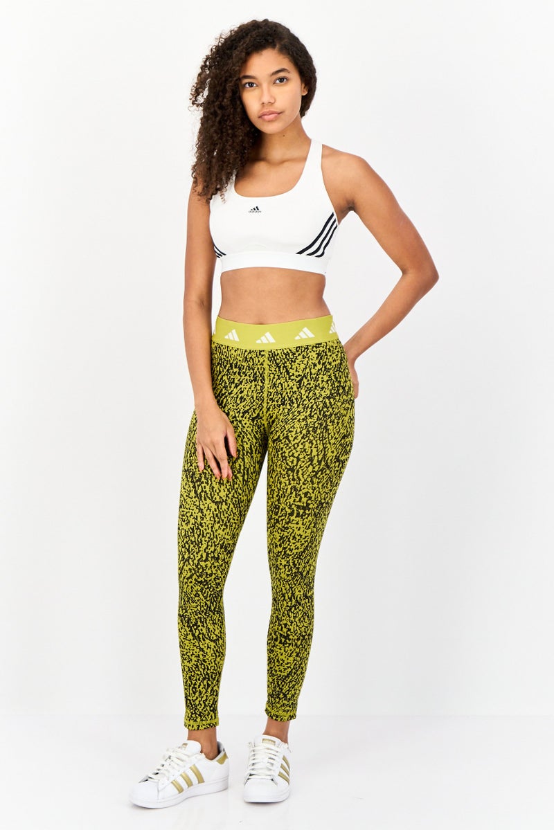 Adidas Women Tight Fit Brand Logo Training Leggings, Yellow Curry - Image 4