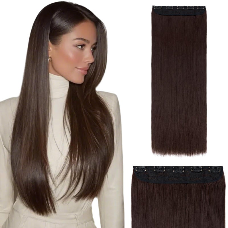 S-noilite Snoilite Trendy Medium Brown 30 Straight Curly 34 Full Head One Piece 5clips Clip in Hair Extensions Long Poplar Style for Xmas Gifts - Image 2