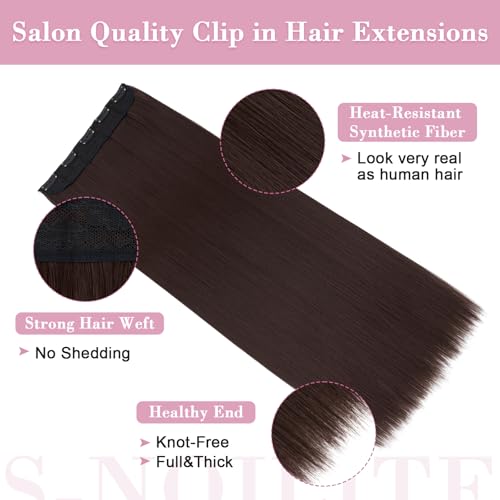 S-noilite Snoilite Trendy Medium Brown 30 Straight Curly 34 Full Head One Piece 5clips Clip in Hair Extensions Long Poplar Style for Xmas Gifts - Image 3