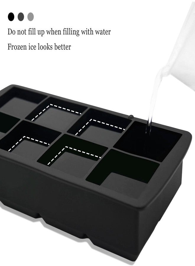 Bongpuda Large Ice Cube Molds,2 Pack Square Ice Cube Mold With Lid,8 Cavity 2 Inch Large Ice Cube Tray,For Chilling Whiskey Cocktail Tequila Drinks - Image 3
