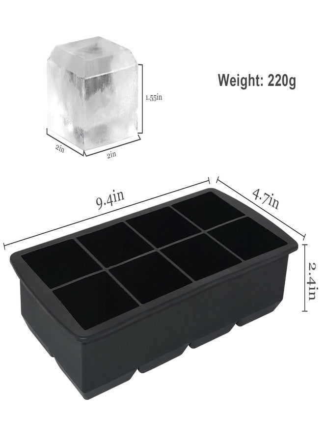 Bongpuda Large Ice Cube Molds,2 Pack Square Ice Cube Mold With Lid,8 Cavity 2 Inch Large Ice Cube Tray,For Chilling Whiskey Cocktail Tequila Drinks - Image 2