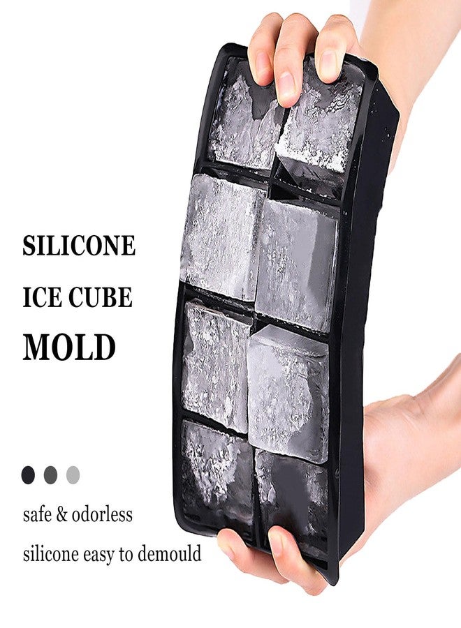 Bongpuda Large Ice Cube Molds,2 Pack Square Ice Cube Mold With Lid,8 Cavity 2 Inch Large Ice Cube Tray,For Chilling Whiskey Cocktail Tequila Drinks - Image 4