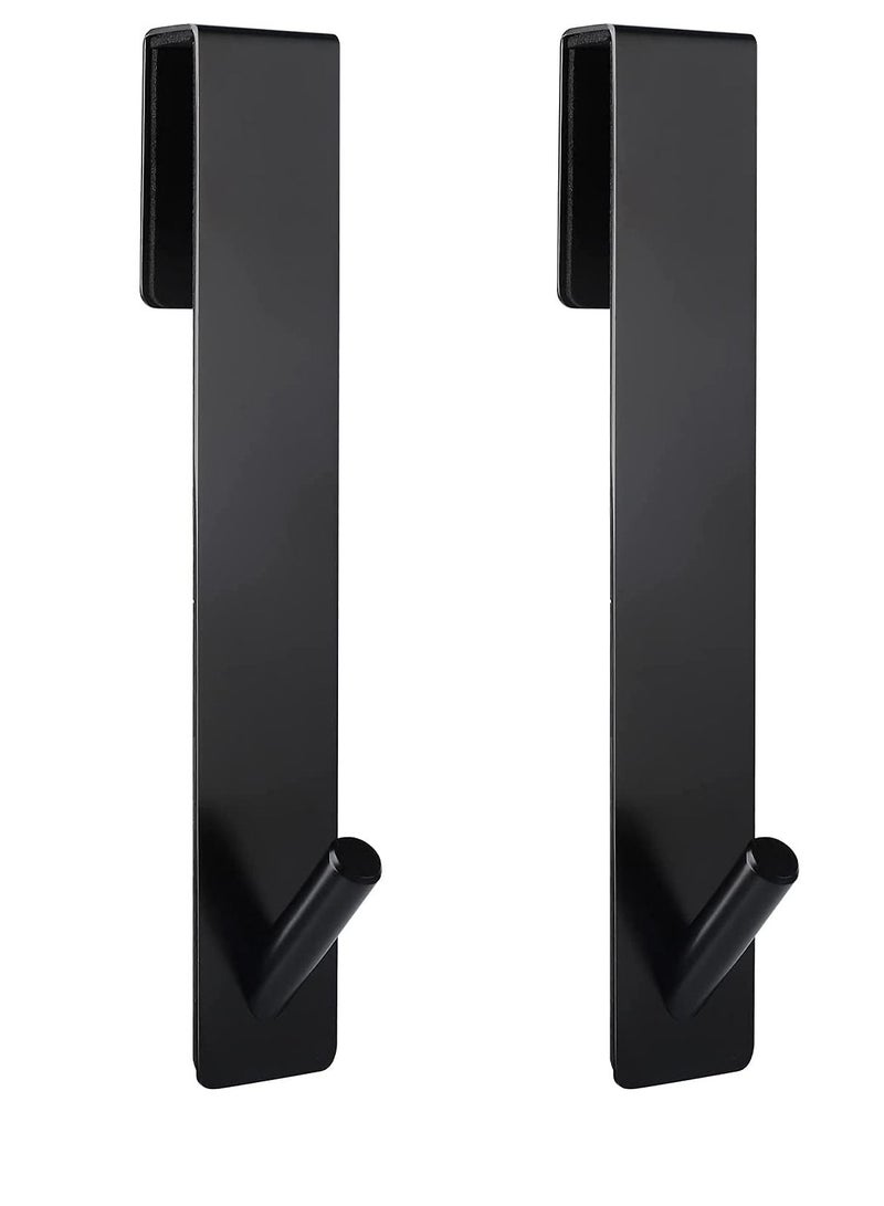 Extended Shower Door Hooks 7 Inch, Robe Hook Over for Bathroom Frameless Glass Door, Towel Hook（2Pack,Black） - Image 1
