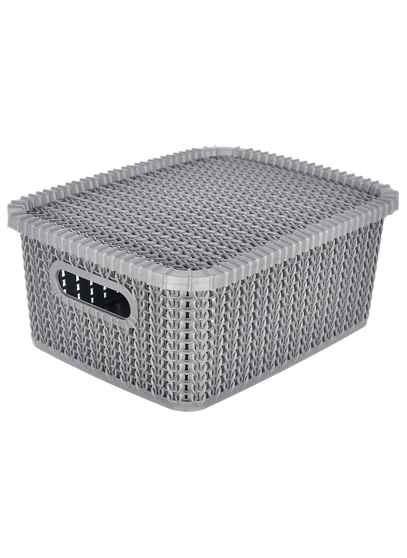 Kuber Industries Kuber Industries Multipurposes Large M 20 Plastic Basket, Organizer for Kitchen, Countertop, Cabinet, Bathroom with Lid (Grey) -46KKM070  - Image 2