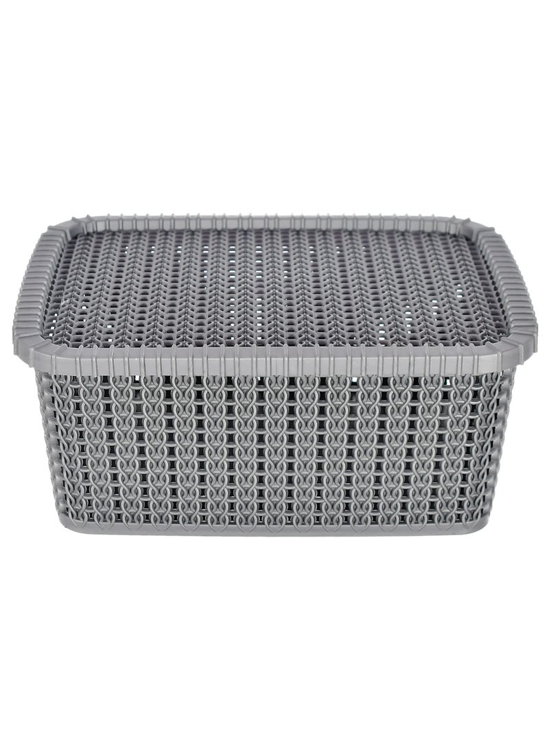 Kuber Industries Kuber Industries Multipurposes Large M 20 Plastic Basket, Organizer for Kitchen, Countertop, Cabinet, Bathroom with Lid (Grey) -46KKM070  - Image 1