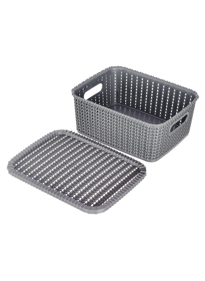 Kuber Industries Kuber Industries Multipurposes Large M 20 Plastic Basket, Organizer for Kitchen, Countertop, Cabinet, Bathroom with Lid (Grey) -46KKM070  - Image 5