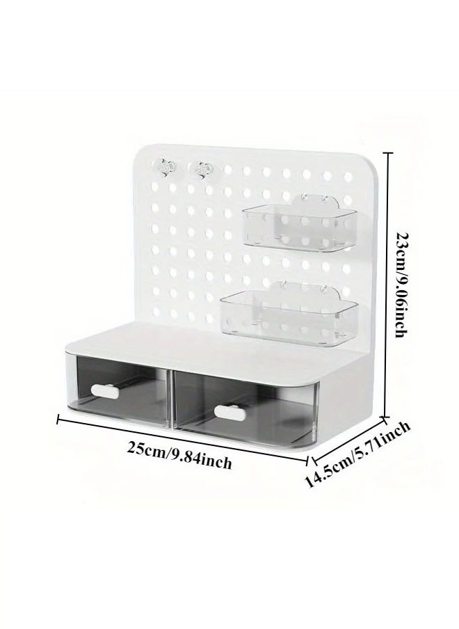 Generic Desk Organizer Kawaii Hook Drawer Type Hole Board Small Card Stand Display Desktop Storage Box Desk Stationery Storage Rack  - Image 2