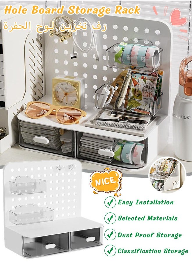 Generic Desk Organizer Kawaii Hook Drawer Type Hole Board Small Card Stand Display Desktop Storage Box Desk Stationery Storage Rack  - Image 1