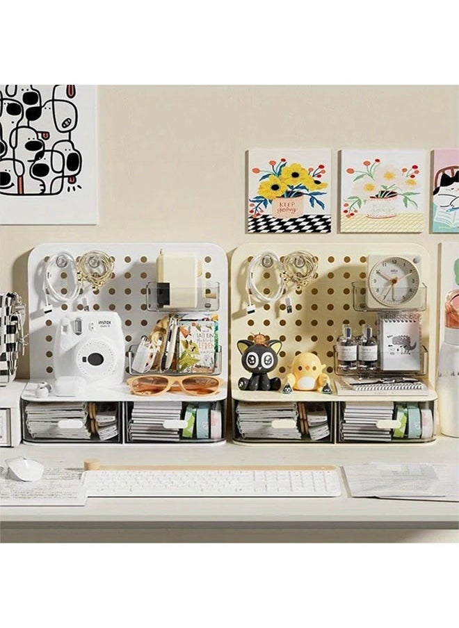 Generic Desk Organizer Kawaii Hook Drawer Type Hole Board Small Card Stand Display Desktop Storage Box Desk Stationery Storage Rack  - Image 4