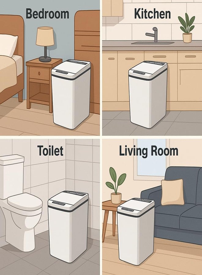 HOME CUBE Motion Sensor Trash Can, Rechargeable Automatic Garbage Bin with Lid, Touchless Bathroom Trash Can, Waterproof Motion Sensor Trash Bin for Kitchen, Bathroom, Office - Image 3