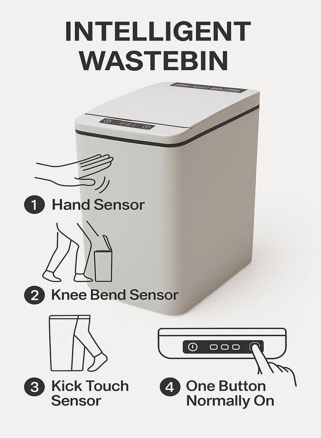 HOME CUBE Motion Sensor Trash Can, Rechargeable Automatic Garbage Bin with Lid, Touchless Bathroom Trash Can, Waterproof Motion Sensor Trash Bin for Kitchen, Bathroom, Office - Image 4