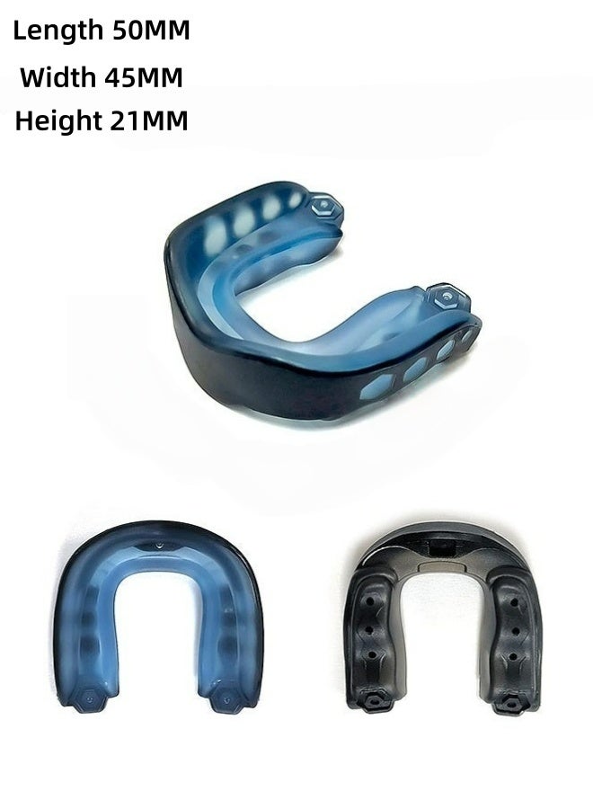 3 قطع من واقيات الفم الرياضية المصنوعة من مادة EVA مع حافظة، مناسبة لكرة القدم، الملاكمة، كرة السلة، اللاكروس، الهوكي، المصارعة، كرة القدم، واقي فم واقٍ مضاد للصدمات لحماية الأسنان، للبالغين والرياضيين الشباب. - Image 3