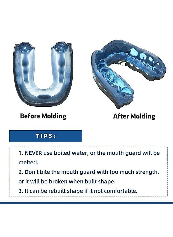 3 قطع من واقيات الفم الرياضية المصنوعة من مادة EVA مع حافظة، مناسبة لكرة القدم، الملاكمة، كرة السلة، اللاكروس، الهوكي، المصارعة، كرة القدم، واقي فم واقٍ مضاد للصدمات لحماية الأسنان، للبالغين والرياضيين الشباب. - Image 4