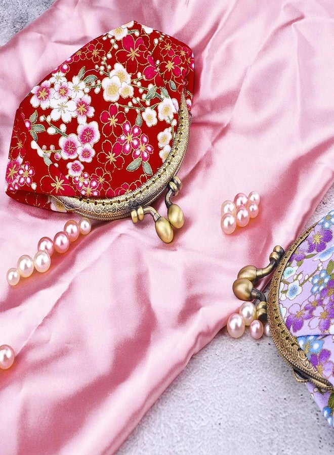 Oyachic Coin Purse,Floral Change Purse,Vintage Coin Pouch,Small Wallet with Kiss Lock Clasp for Women,Girls,Red - Image 3
