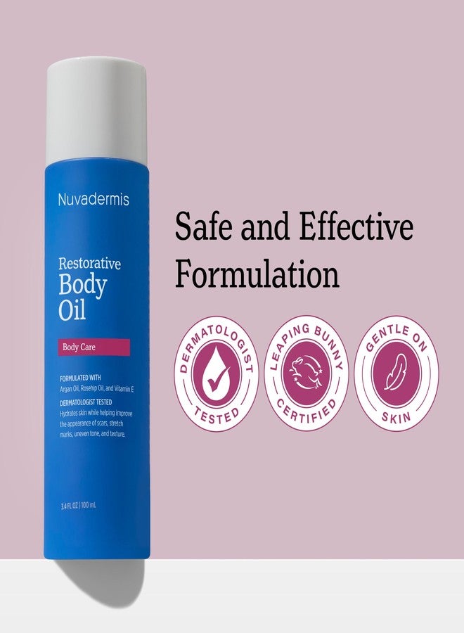 NUVADERMIS Restorative Body Oil for Scars, Stretch Marks & Dry Skin | Argan Oil, Rosehip Oil & Vitamin E | Lightweight, Fast-Absorbing Body Oil | 3.4 fl oz - Image 5