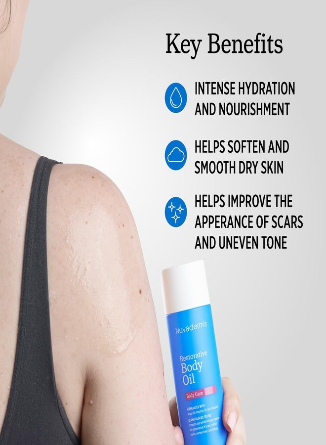 NUVADERMIS Restorative Body Oil for Scars, Stretch Marks & Dry Skin | Argan Oil, Rosehip Oil & Vitamin E | Lightweight, Fast-Absorbing Body Oil | 3.4 fl oz - Image 4