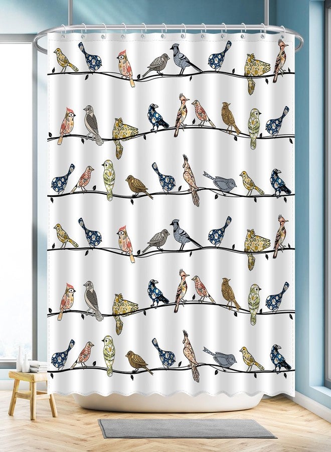 JWXCBIM Boho Bird Shower Curtain, Cute Colorful Funny Kids Farmhouse Bathroom Decor Curtains, Polyester Cloth Fabric Bath Curtain Set with Hooks 72x72 Inches - Image 1