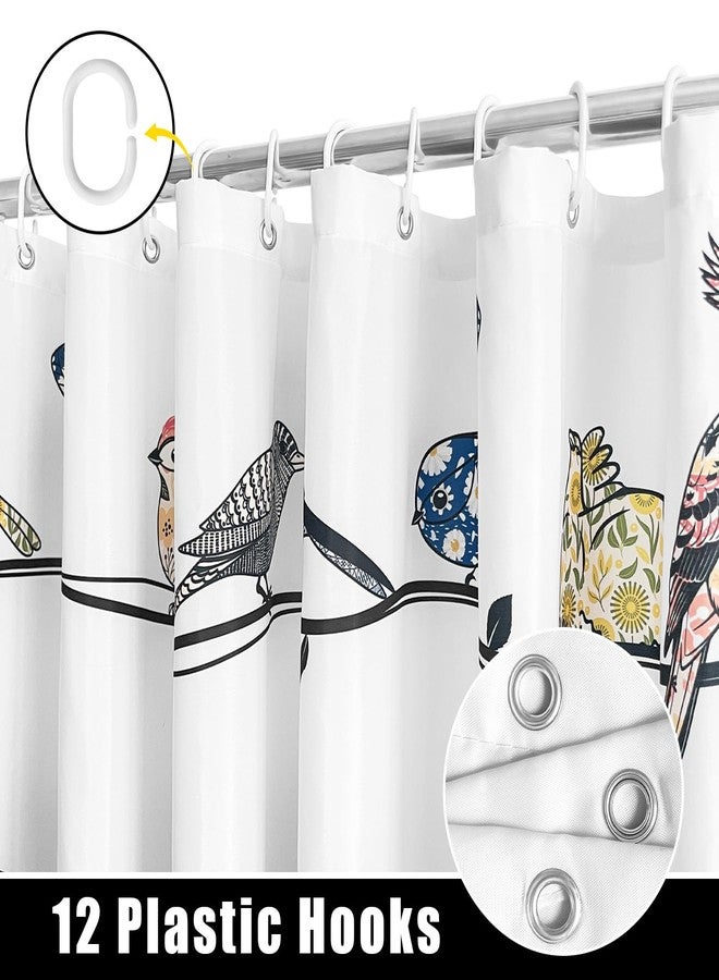 JWXCBIM Boho Bird Shower Curtain, Cute Colorful Funny Kids Farmhouse Bathroom Decor Curtains, Polyester Cloth Fabric Bath Curtain Set with Hooks 72x72 Inches - Image 5