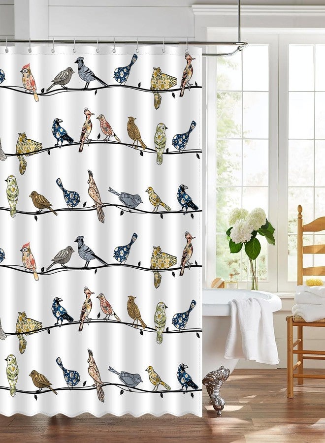 JWXCBIM Boho Bird Shower Curtain, Cute Colorful Funny Kids Farmhouse Bathroom Decor Curtains, Polyester Cloth Fabric Bath Curtain Set with Hooks 72x72 Inches - Image 2