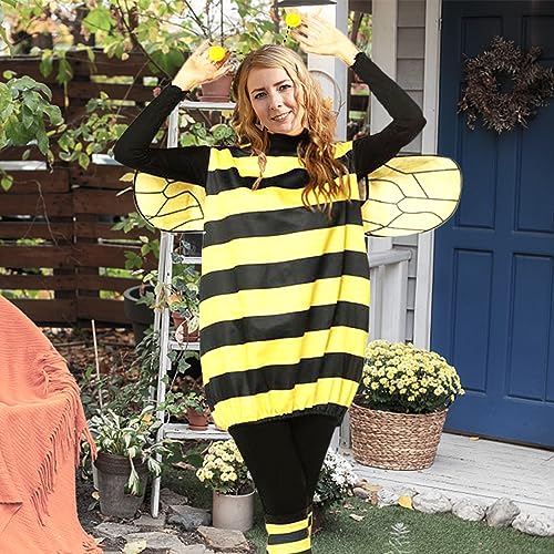TUSAUW Bee Costume Toddler Halloween Costumes for Girls Womens Kids Adults Halloween Cosplay Costume Role Play Dress Up with Headband Jacket Wings Leggings for Halloween Theme Party(Size L) - Image 5