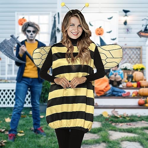 TUSAUW Bee Costume Toddler Halloween Costumes for Girls Womens Kids Adults Halloween Cosplay Costume Role Play Dress Up with Headband Jacket Wings Leggings for Halloween Theme Party(Size L) - Image 3