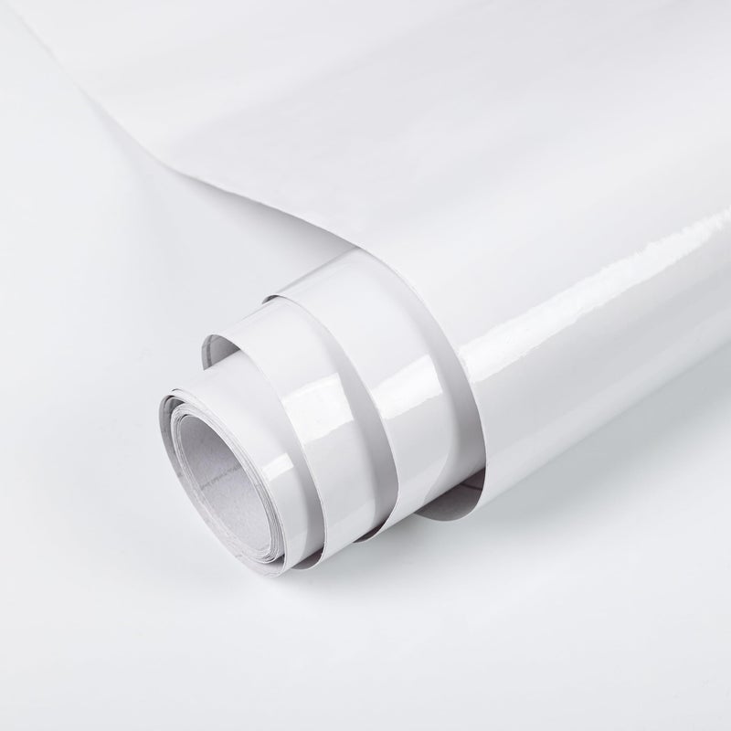 TANONE Glossy White Contact Paper for Countertops 177 X 196 White Peel and Stick Wallpaper for Cabinets Self Adhesive Removable Waterproof Vinyl Wrap for Desktop Dresser Table - Image 2