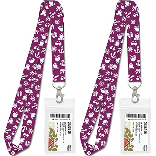 Cruise On Lanyards for Cruise Ship Cards (2-Pack) in 2026 & 2027, Cruise Lanyard with ID Holder, Detachable Key Card Badge & Waterproof Ship Card Holder (Purple) - Image 1