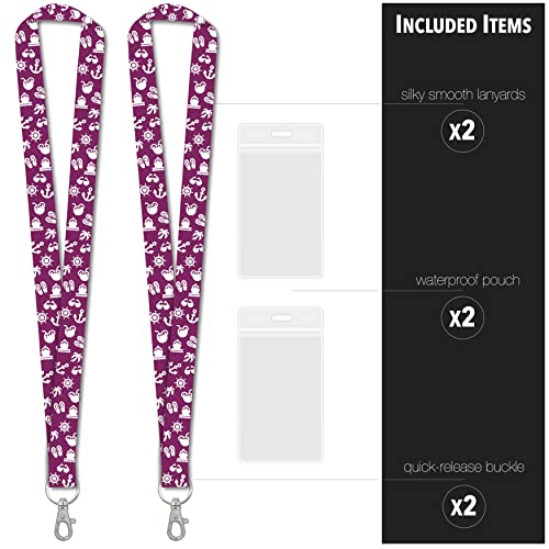 Cruise On Lanyards for Cruise Ship Cards (2-Pack) in 2026 & 2027, Cruise Lanyard with ID Holder, Detachable Key Card Badge & Waterproof Ship Card Holder (Purple) - Image 3
