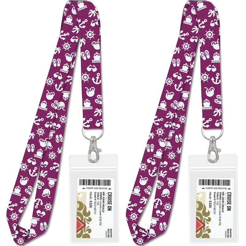 Cruise On Lanyards for Cruise Ship Cards (2-Pack) in 2026 & 2027, Cruise Lanyard with ID Holder, Detachable Key Card Badge & Waterproof Ship Card Holder (Purple) - Image 4
