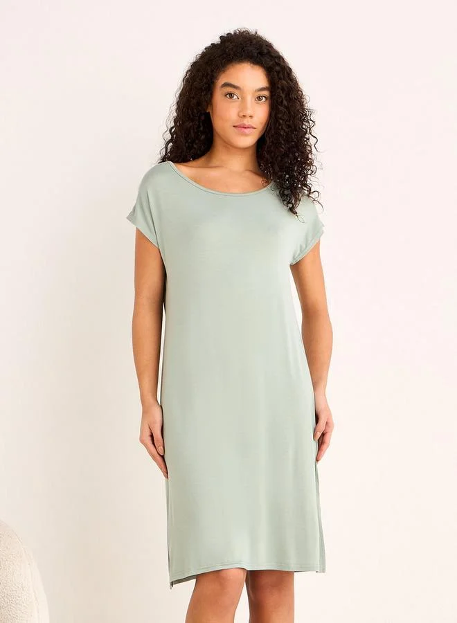 Splash FAV Night Dress Short Sleeves with Lace Detail