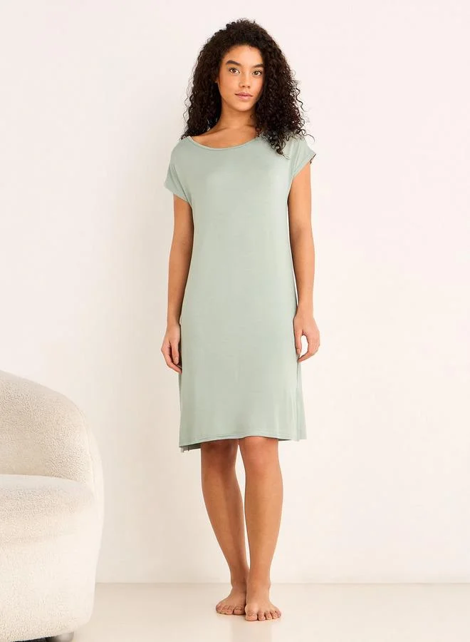 Splash FAV Night Dress Short Sleeves with Lace Detail