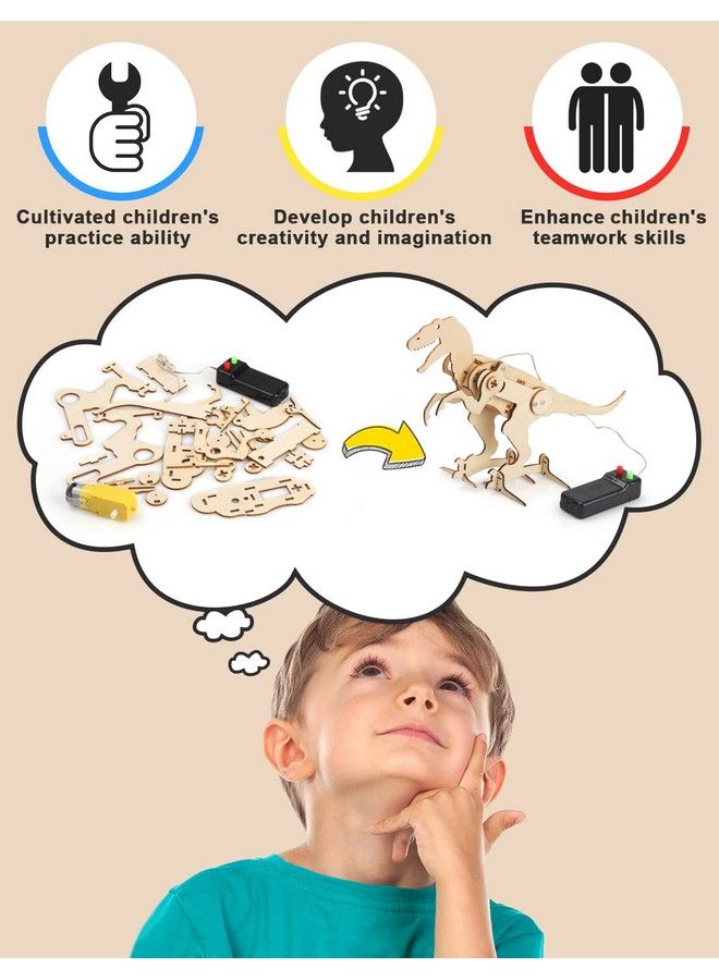 Poraxy مجموعة من 4 ألعاب ديناصورات للأطفال، مجموعة 812 جذع، ألعاب للأولاد بعمر 810 سنوات، نموذج ألغاز خشبي ثلاثي الأبعاد، مجموعة روبوت، مشاريع تعليمية علمية، هدايا للأولاد والبنات بعمر 8 9 10 11 12 - Image 3