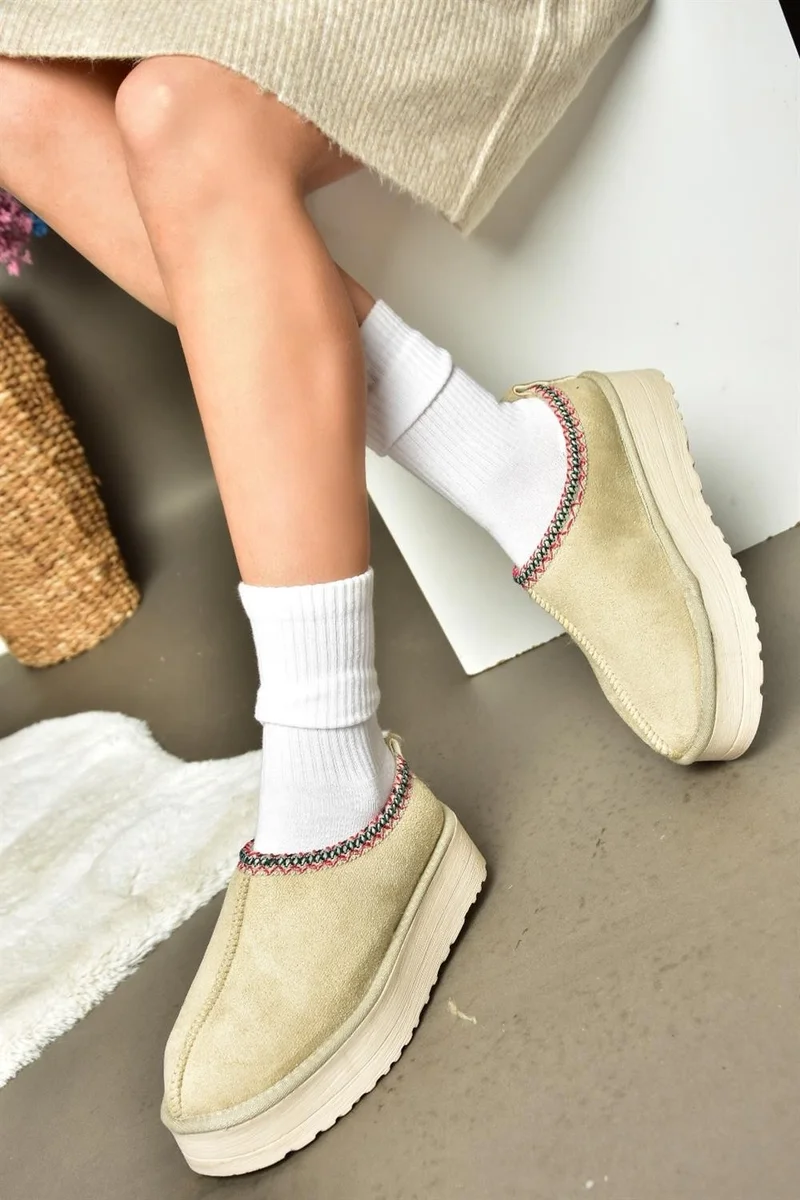 فوكس شوز R612047302 Beige Suede Sole Women's Slippers