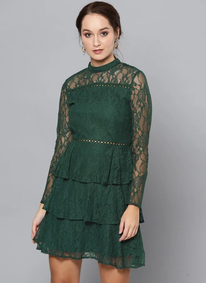 STREET 9  Teal Green Lace Layered A-Line Dress for Women for Women | Best Price UAE