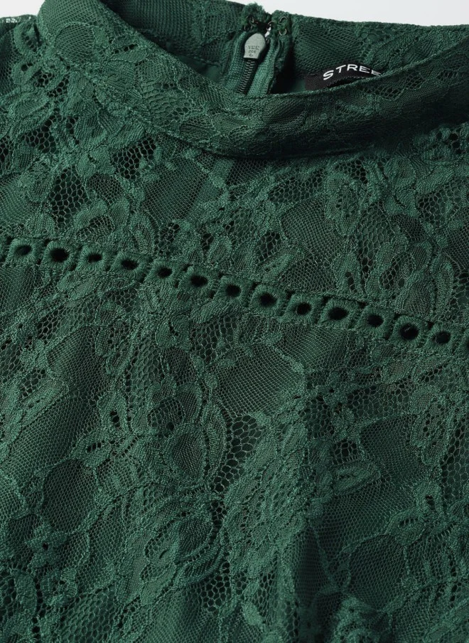 STREET 9 Teal Green Lace Layered A-Line Dress for Women