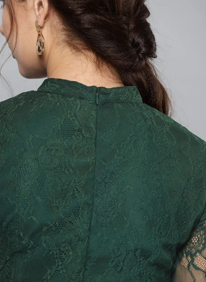 STREET 9  Teal Green Lace Layered A-Line Dress for Women for Women | Best Price UAE